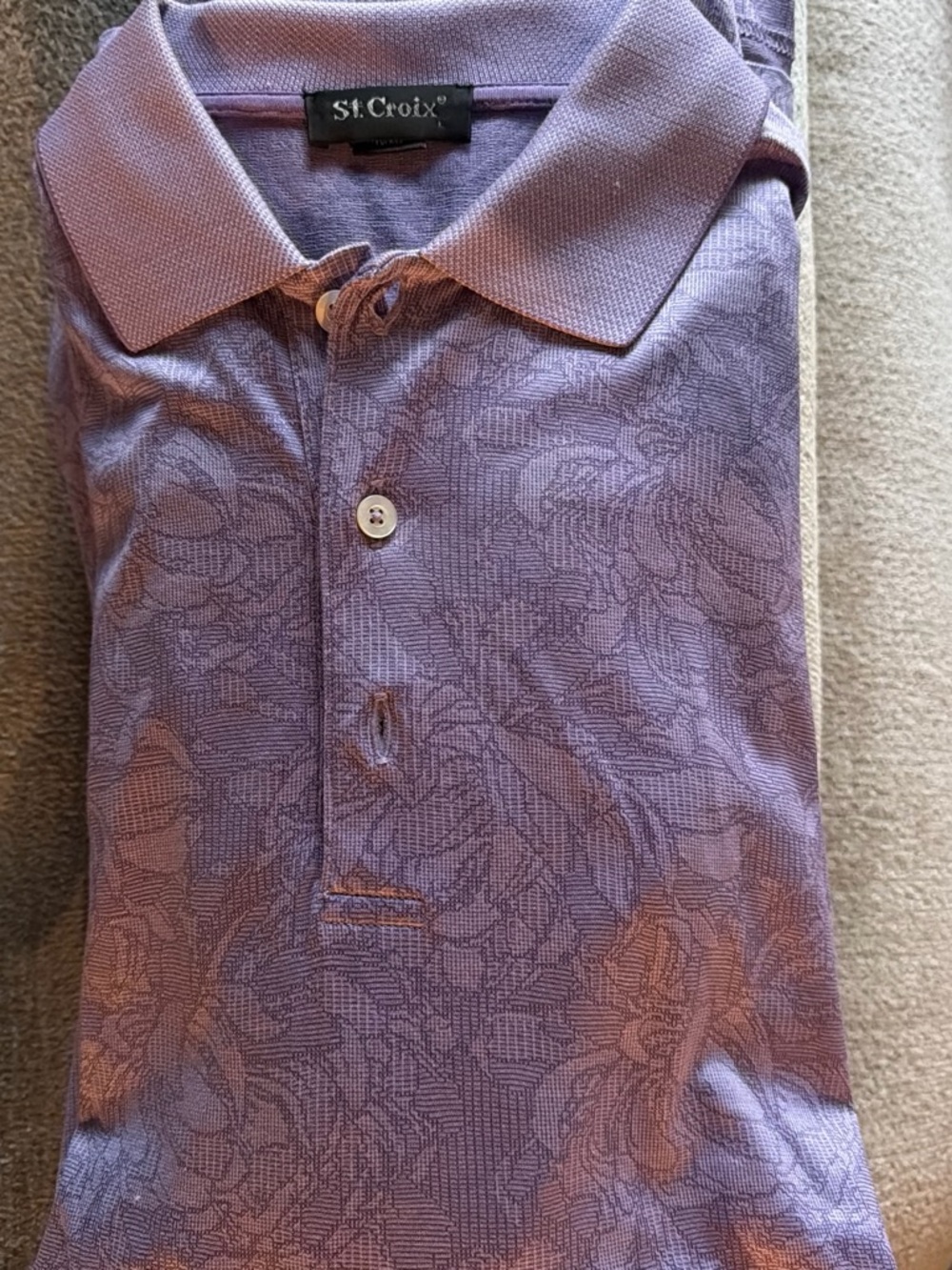 St. Croix Men's Purple Floral Polo Shirt
